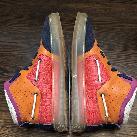 🟤 AUTHENTIC GUCCI HIGH-TOP SNEAKERS MULTICOLOR PVC 309521-Men’s Size 8 - Picture 5 of 13